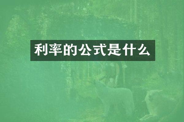 利率的公式是什么