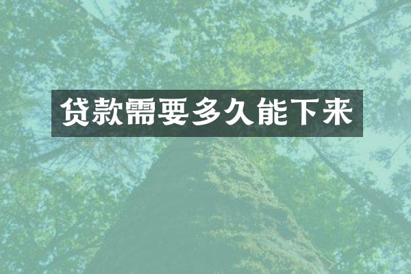 贷款需要多久能下来