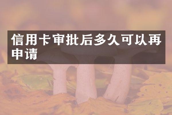 信用卡审批后多久可以再申请