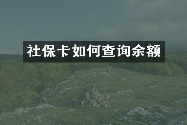 社保卡如何查询余额
