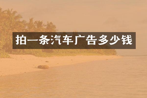拍一条汽车广告多少钱
