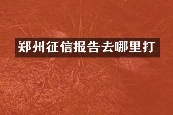 郑州征信报告去哪里打