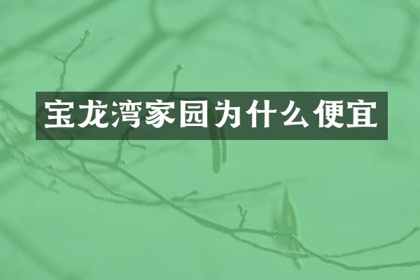 宝龙湾家园为什么便宜