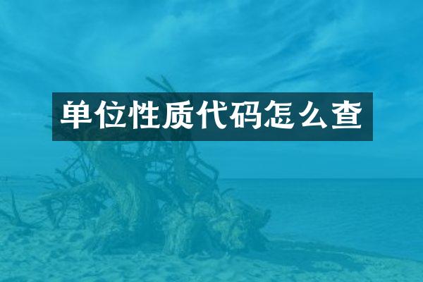 单位性质代码怎么查