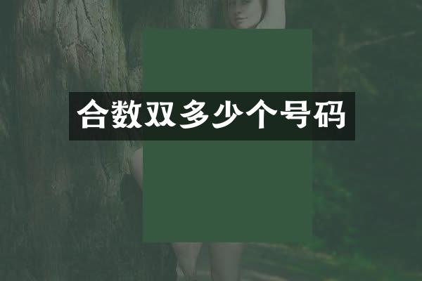 合数双多少个号码