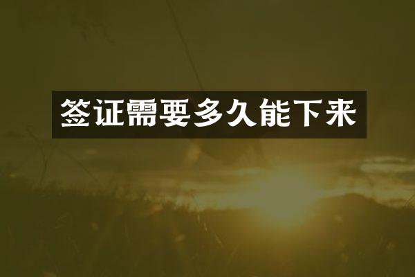 签证需要多久能下来