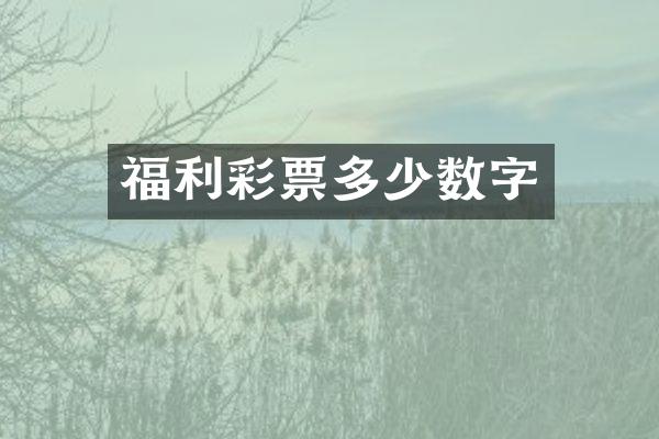 福利彩票多少数字
