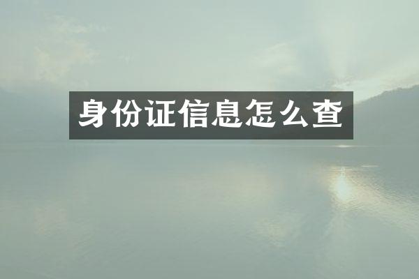 身份证信息怎么查