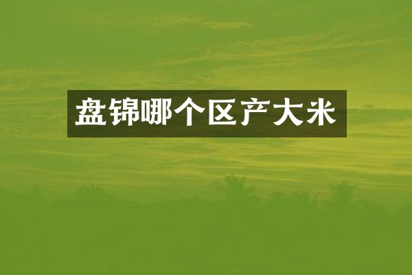 盘锦哪个区产大米