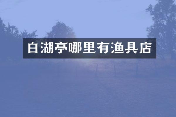 白湖亭哪里有渔具店
