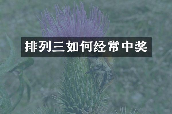 排列三如何经常中奖