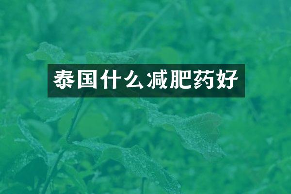 泰国什么减肥药好