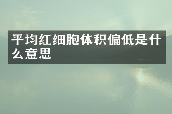 平均红细胞体积偏低是什么意思