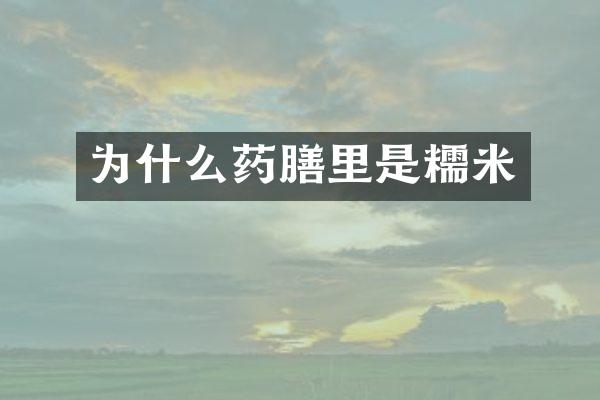 为什么药膳里是糯米