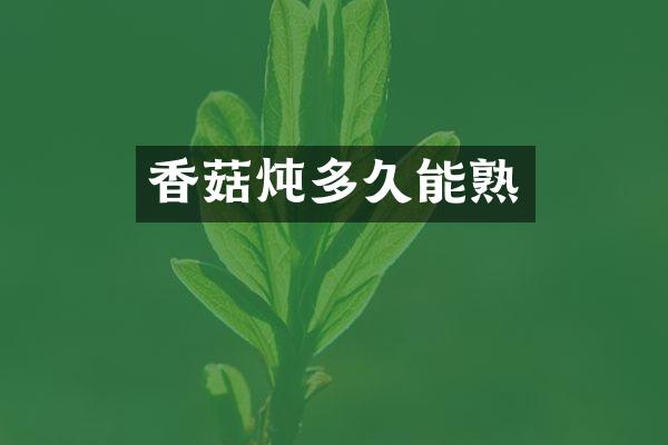 香菇炖多久能熟