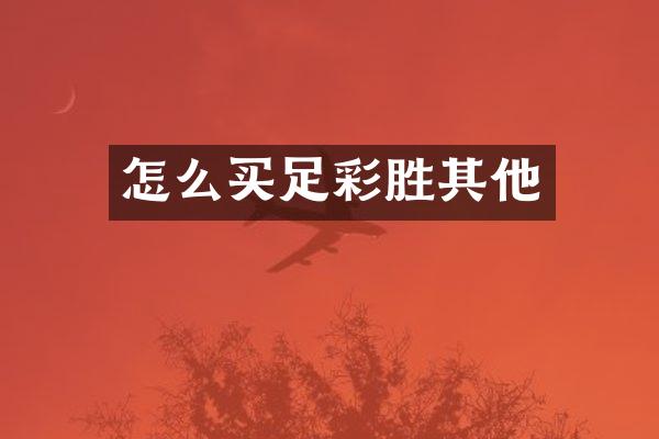 怎么买足彩胜其他