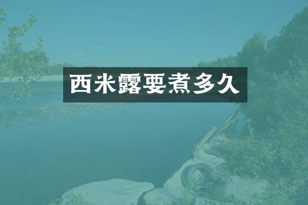 西米露要煮多久