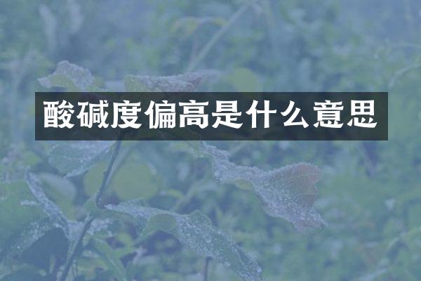 酸碱度偏高是什么意思