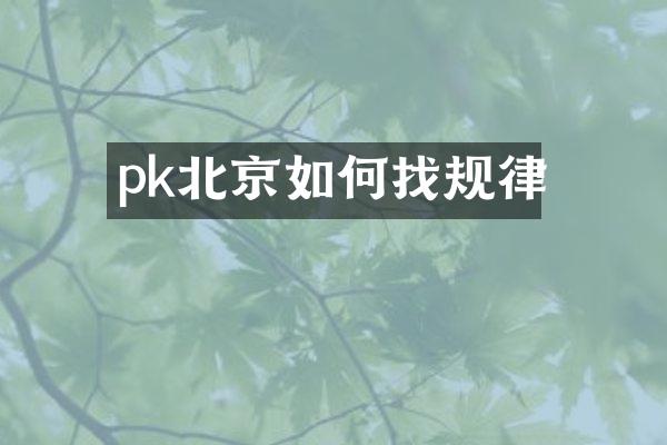 pk北京如何找规律