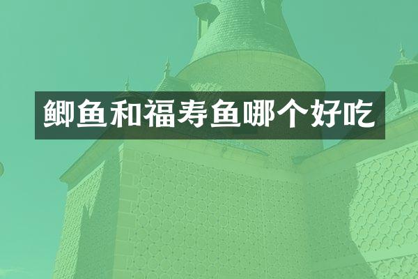 鲫鱼和福寿鱼哪个好吃