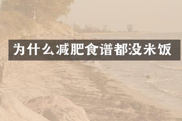 为什么减肥食谱都没米饭