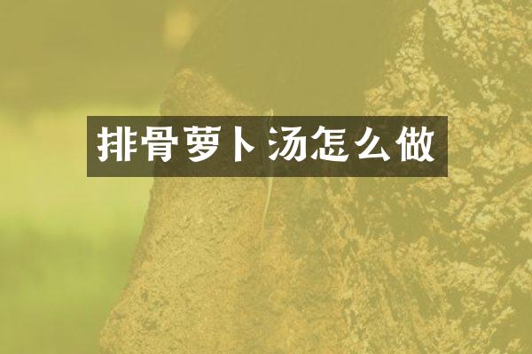 排骨萝卜汤怎么做