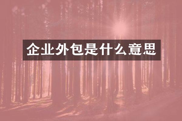 企业外包是什么意思