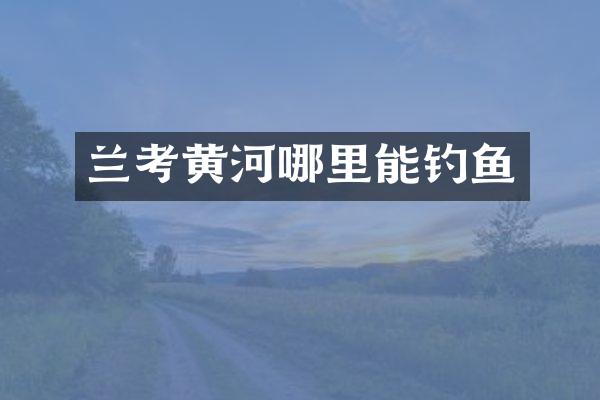 兰考黄河哪里能钓鱼