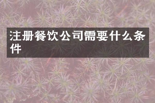 注册餐饮公司需要什么条件