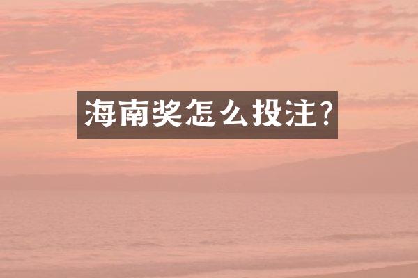 海南奖怎么投注?