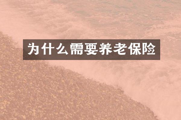 为什么需要养老保险