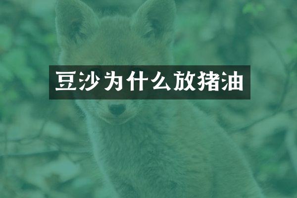 豆沙为什么放猪油