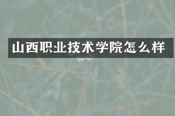 山西职业技术学院怎么样