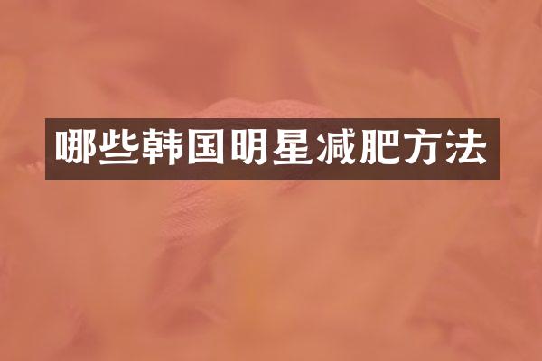 哪些韩国明星减肥方法