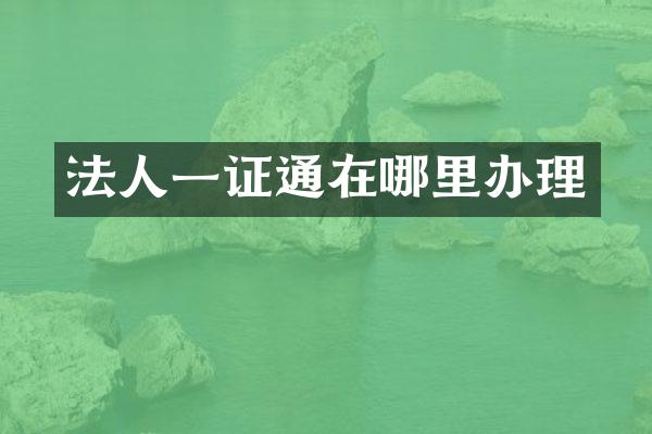 法人一证通在哪里办理