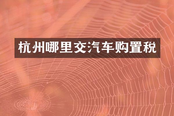 杭州哪里交汽车购置税