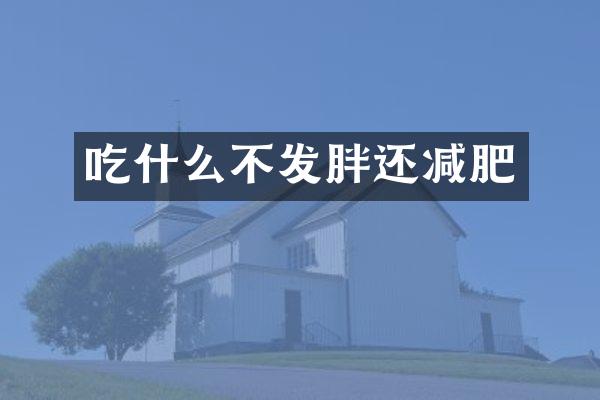 吃什么不发胖还减肥