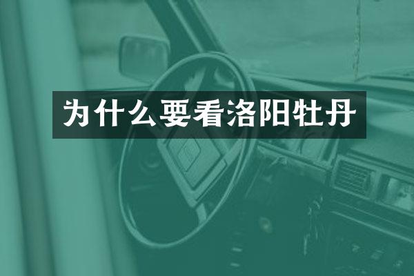 为什么要看洛阳牡丹