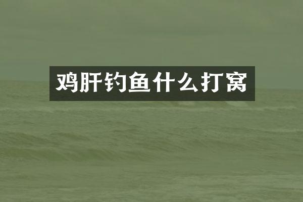 鸡肝钓鱼什么打窝