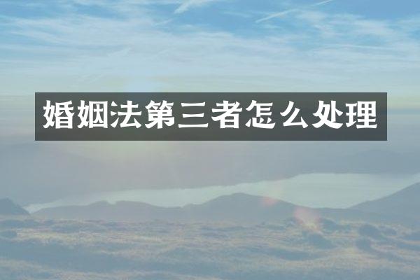 婚姻法第三者怎么处理