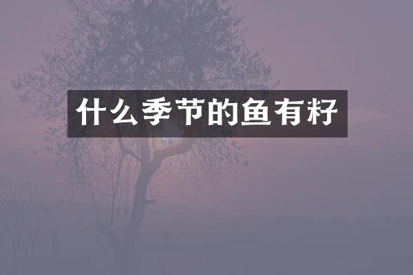 什么季节的鱼有籽