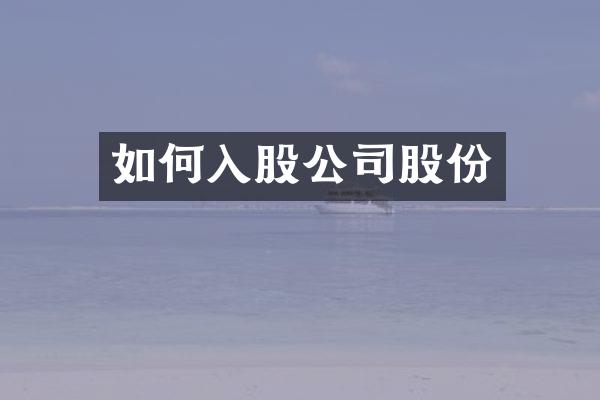 如何入股公司股份