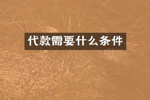 代款需要什么条件