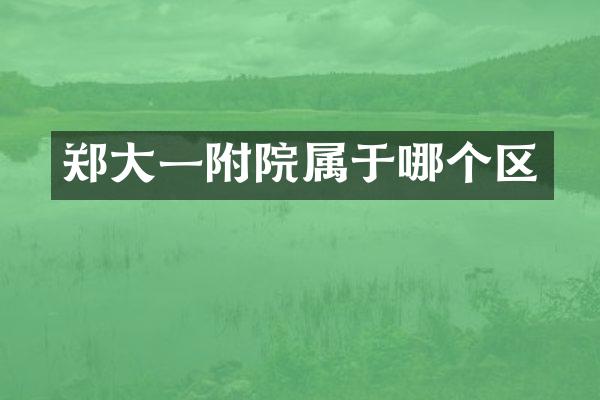 郑大一附院属于哪个区
