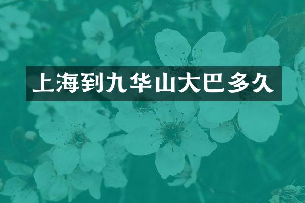 上海到九华山大巴多久