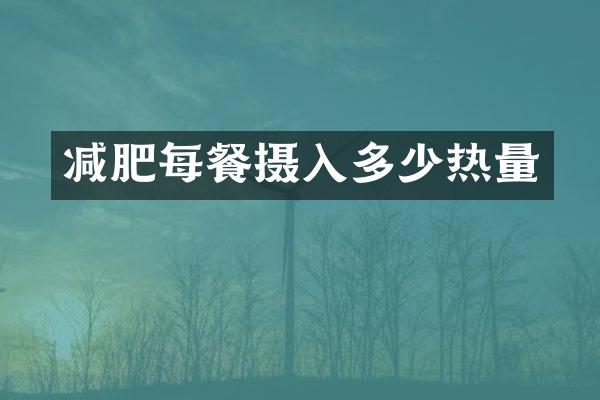 减肥每餐摄入多少热量