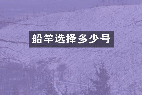 船竿选择多少号