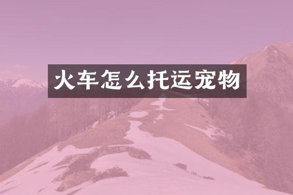 火车怎么托运宠物