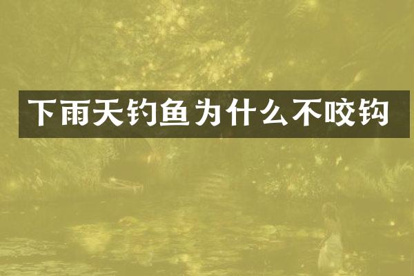 下雨天钓鱼为什么不咬钩