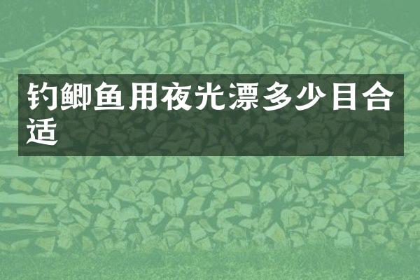 钓鲫鱼用夜光漂多少目合适
